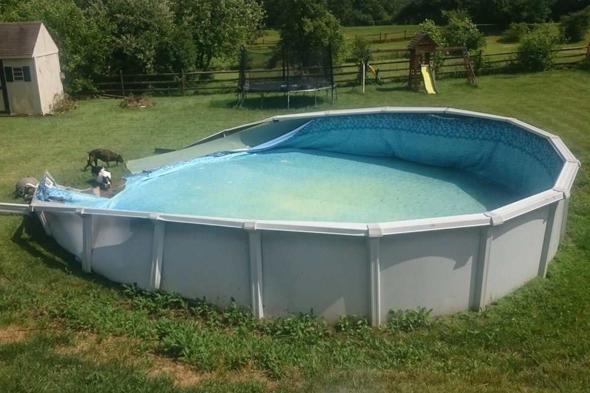 damaged above ground pool