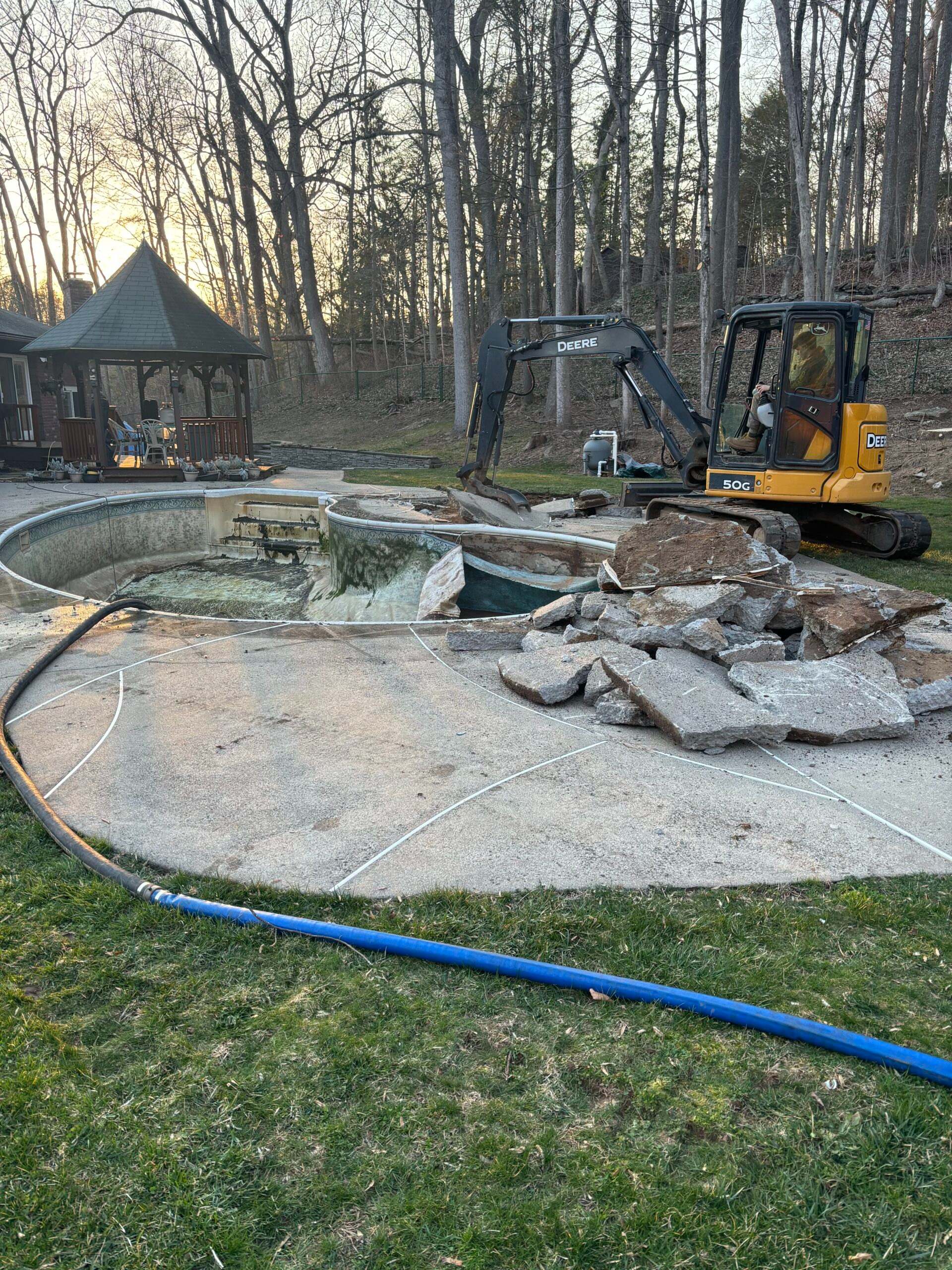 Before: pool demolition in progress