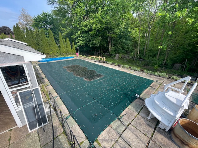 Before photo of covered in-ground pool in Bristol CT prior to removal