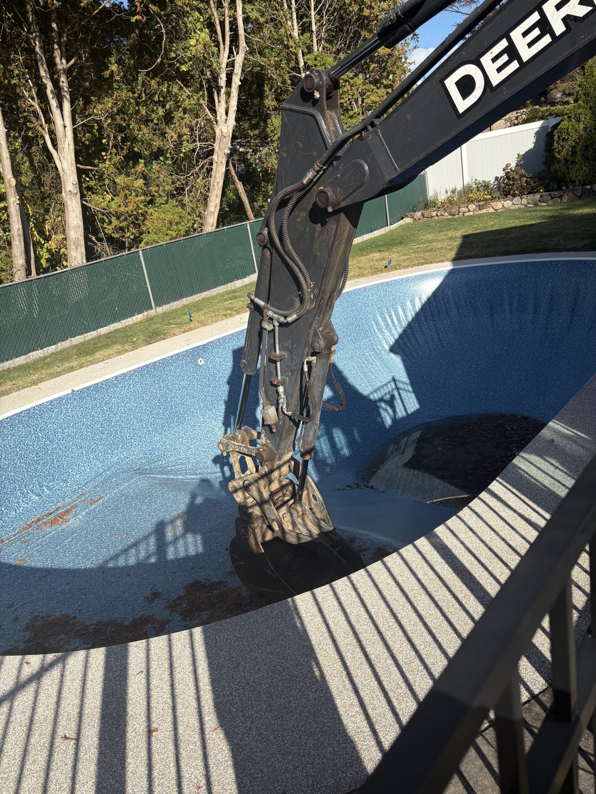 Vinyl liner pool removal in Stratford CT - before photo of the pool area