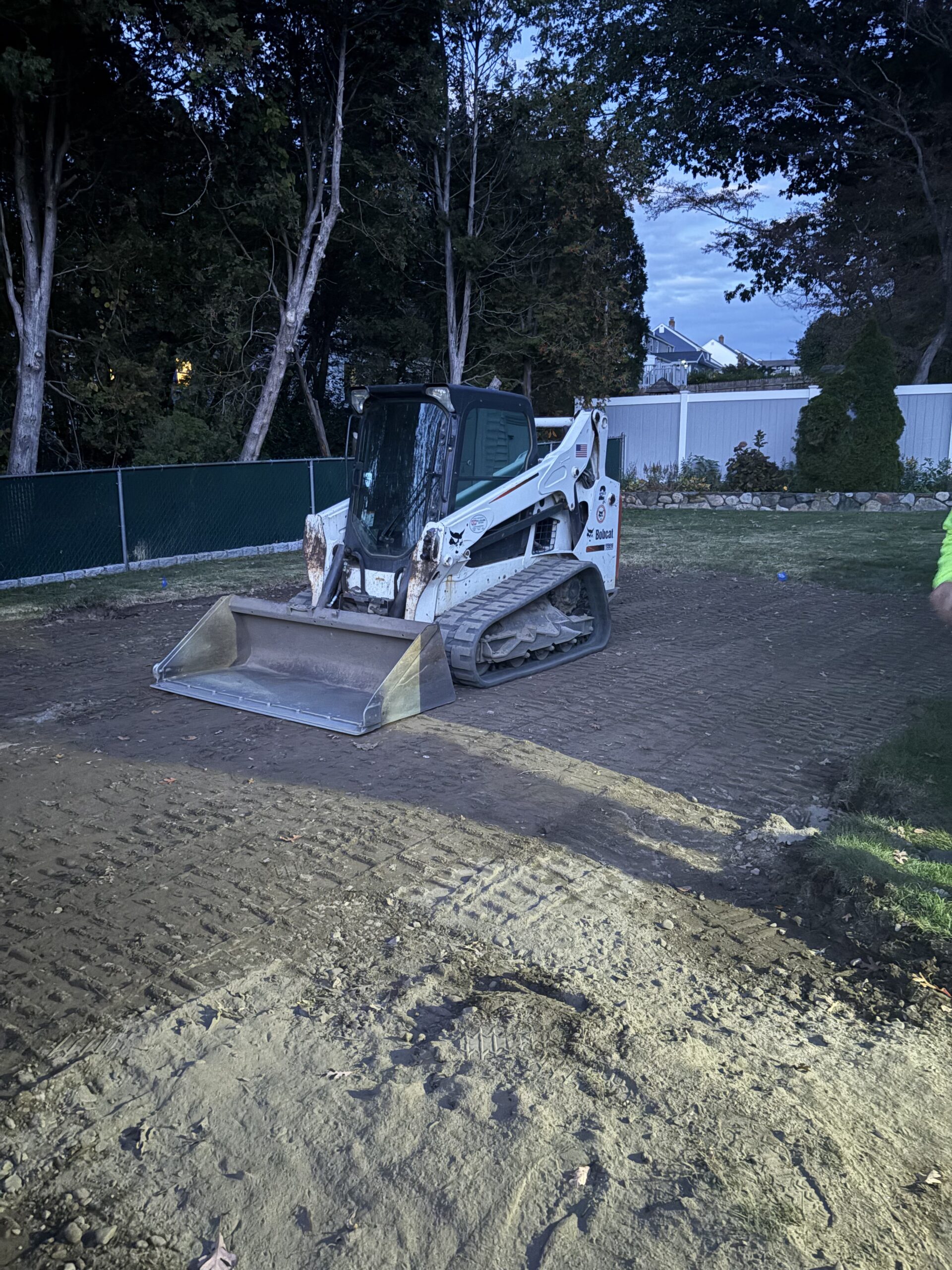 Vinyl liner pool removal in Stratford CT - demolition and material removal in progress