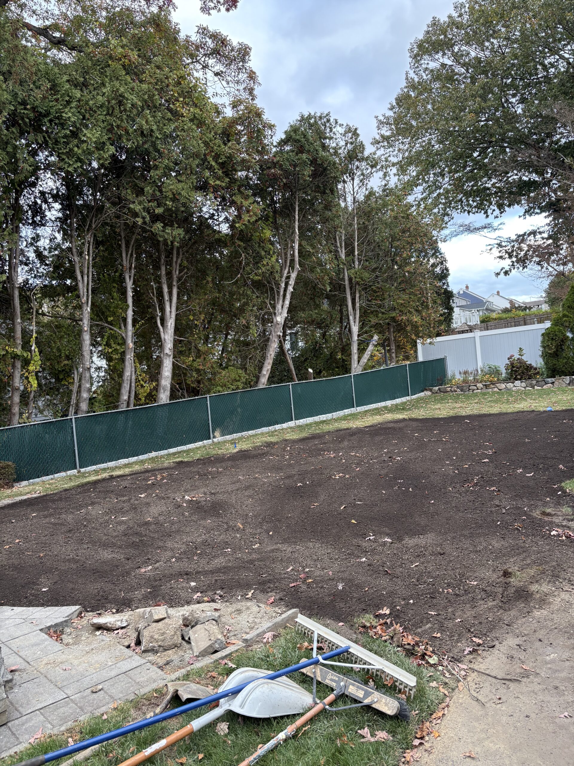 Backfilling and grading after vinyl liner pool removal in Stratford Connecticut